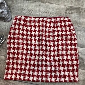 Red and White Houndstooth Skirt